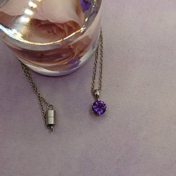 Set of amethyst 316L stainless steel set - Picture 3 of 5